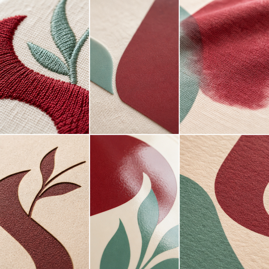 Tactile detail of the range of decoration methods